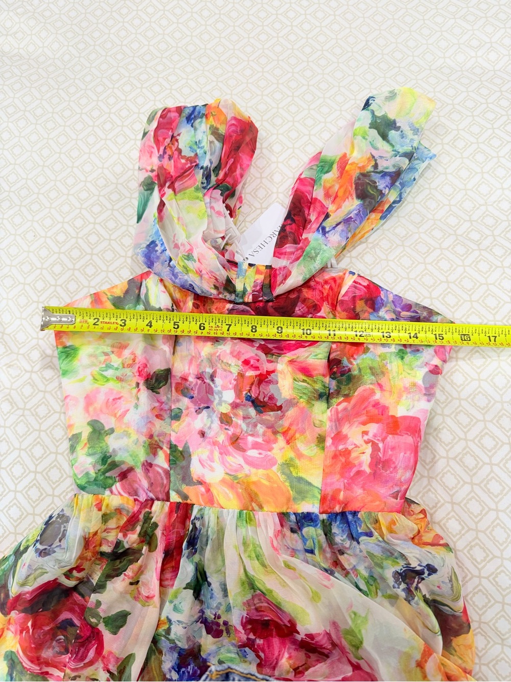 Marchesa Notte Multicolor Watercolor Floral Strapless Dress — image 5 of 8